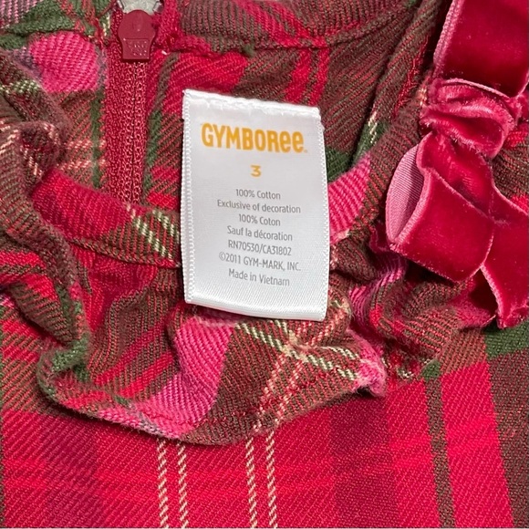 GYMBOREE Girls Size 3 Red Pink Plaid Dress - Picture 2 of 3